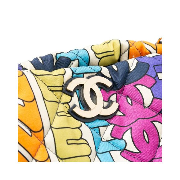Pre Loved Chanel Quilted Printed Nylon Logo Shopping Tote - Picture 6 of 8